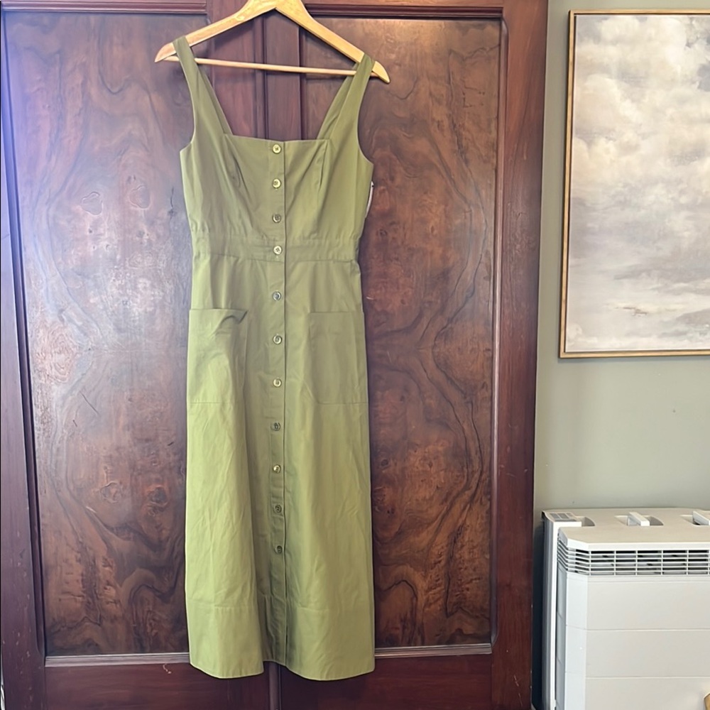 Equipment Green Midi Sundress with V-neck and Sleeveless Design for Casual Wear